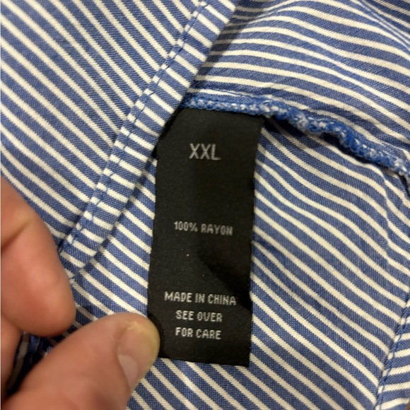 Iz Byer Blue and White Striped Button Down Shirt - Picture 5 of 9